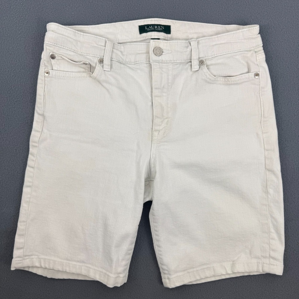 LAUREN RALPH LAUREN Womens 8.5" white denim Bermuda shorts‎ - SIZE 8
